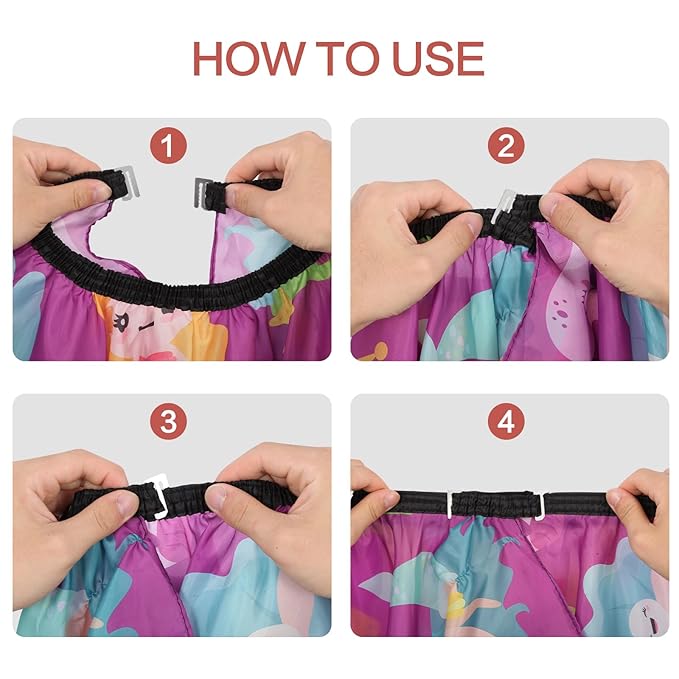 Kids Barber Cape with Neck Duster Brush, Professional Salon Hair Cutting Cape with Adjustable Snap Closure(Cartoon Mermaids)