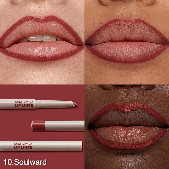 Erinde Long-Lasting Lip Liner Pencil, 2-in-1 Matte Lipliner Pencil for Sculpting & Filling, Rich Color Creamy Waterproof Lip Liner Crayon, Lip Contour Tint Makeup, Vegan & Cruelty-Free, 10 Rose Brown