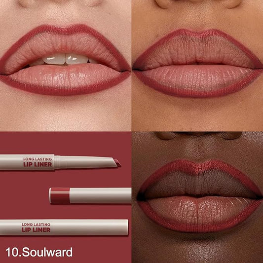 Erinde Long-Lasting Lip Liner Pencil, 2-in-1 Matte Lipliner Pencil for Sculpting & Filling, Rich Color Creamy Waterproof Lip Liner Crayon, Lip Contour Tint Makeup, Vegan & Cruelty-Free, 10 Rose Brown