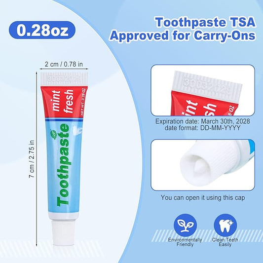 0.28oz Small Toothpaste Travel Size Bulk,Mini Toothpaste Travel,Mint Scent TSA Compliant for Hotel Camping Gym Office School Homeless 120