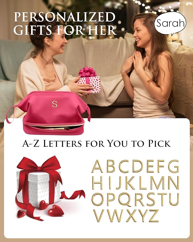 Gifts for Teens, Makeup Bag for Women, Bridesmaid Engagement Gift for Her Travel Toiletry Bag Make Up Bag Pouch for Purse Bridal Shower Gifts for Engagement Wedding Bridesmaids Gift