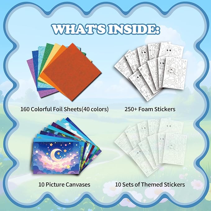 ManeFoodou Foil Fun - Unicorn No Mess Art for Kids, Craft Kits & Supplies, DIY Creative Activity, Travel Toys, Birthday Gifts for Ages 4, 5, 6, 7-12 (Unicorn)