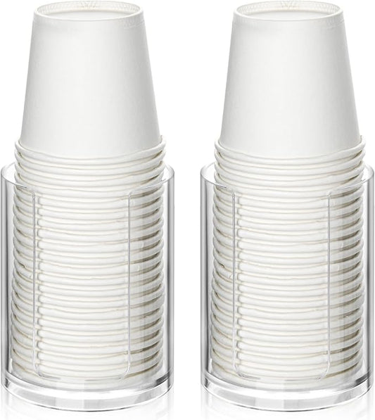 2 Pack Mouthwash Cups Holder,Bathroom Cup Dispenser,Small Disposable Paper Cup Tray for Bathroom Sink Counter