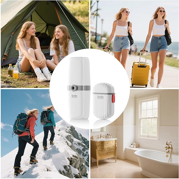 VITVITI Toothbrush Travel Case, Portable Leakproof Travel Soap Container Dish Tray, Portable 7.88 inch Toothpaste Toothbrush Holder with Cover for Trip/Bathroom/Camping, White A