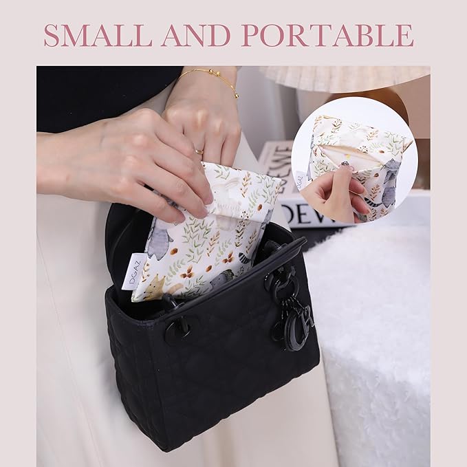 DGAZ Sanitary Napkin Storage Bag, Period Bag for Teen Aged Girls, Portable Period Bag for Panty Liners/Menstrual Cup/Small Tampons，Mini Makeup Bag for Purse(Zoo)