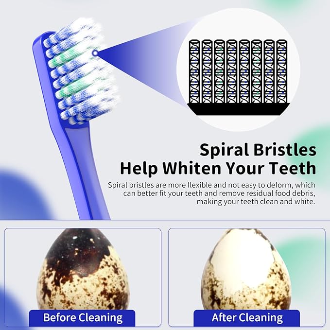 Soft MenToothbrushes with Dual Action Flossing Sprar Bristles Adult Manual Toothbrushes with Toothbrush Head Coves Helps in Teeth Whitening Remove Tea Coffee Stains (6 Count)