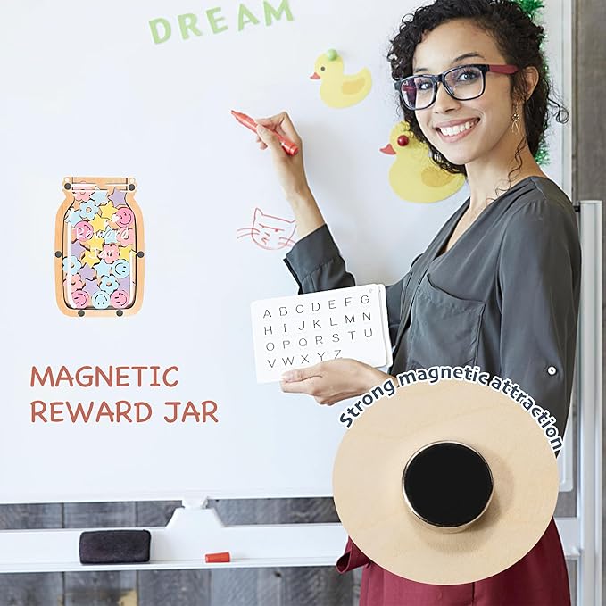 Personalized Stars Reward Jar Magnetic Reward Jar, Classroom Reward Jar for Kids, Jar Reward System Behavior Chart for Kids Incentive Chart for Classroom (Star+Smile+Flower)