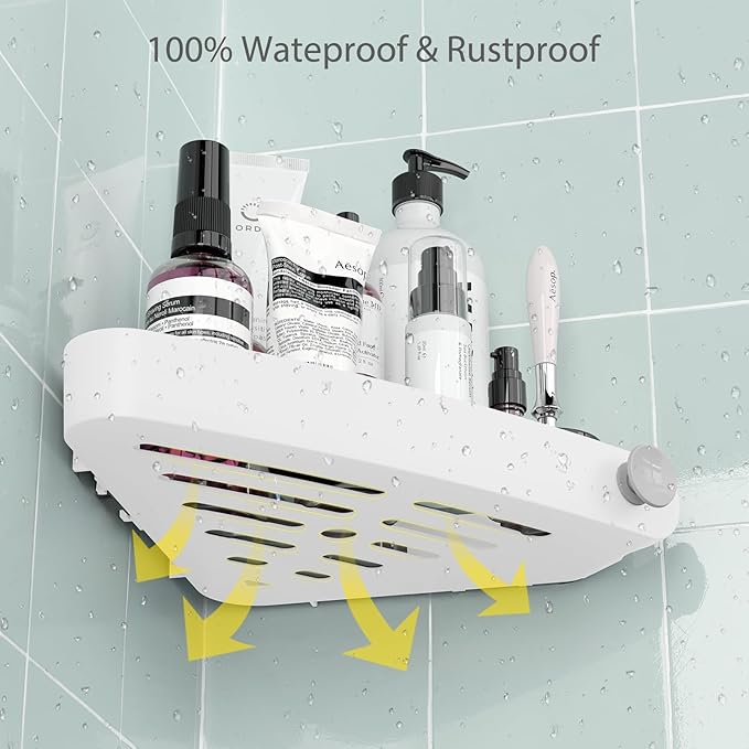 Sotfamily Shower Caddy Corner, 2 Pack Adhesive Corner Shower Shelves for Bathroom Organizers and Storage, Rust Free Plastic Rack for Bathroom Accessories & Decor, White