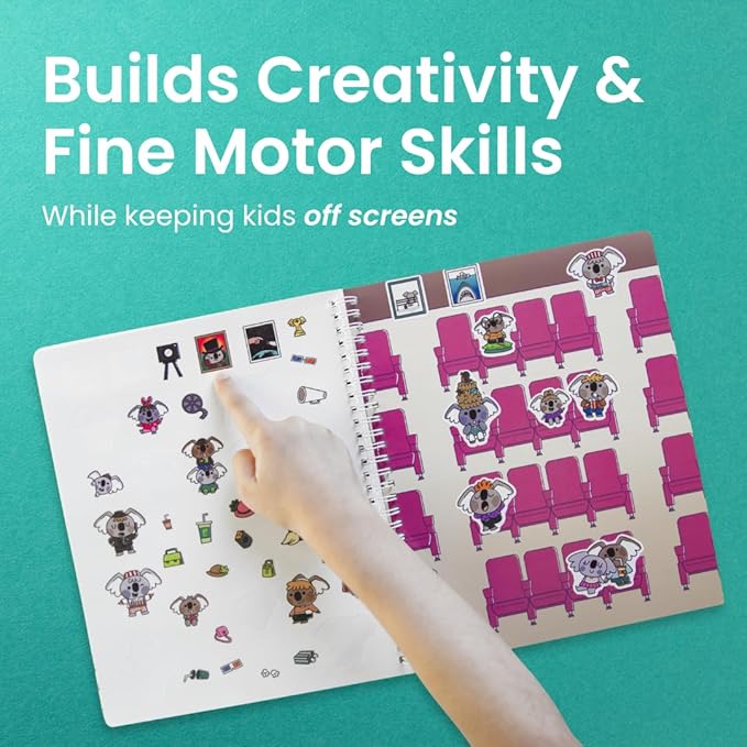 CUPKIN Koalas Sticker Book Activity for Kids, Toddler Airplane Travel Essentials, 300+ Koala Stickers for Children + 8 Scenes + Coloring Pages, Koala Bear Lover Gift Kids Crafts for Ages 2–8