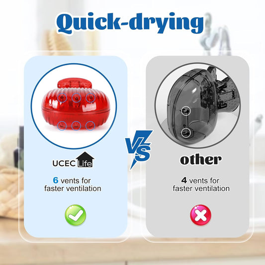 UCEC 6 Pack Toothbrush Covers - Protector Head Caps with Plastic Clip for Travel, Camping, Bathroom, School, Business