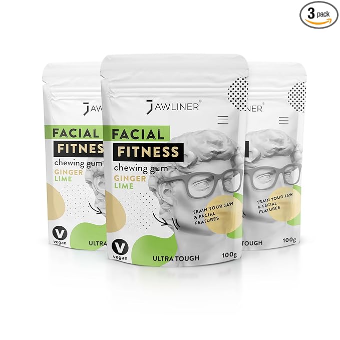 Jawliner® - Pioneers the Toughest Handmade 15x Harder Jawline Gum Includes 12 Weeks Coaching - Sugar-Free Ginger Lime Chewing Gum - Jawline Exerciser for Mewing & Shaping the Jaw (6 Months Pack)