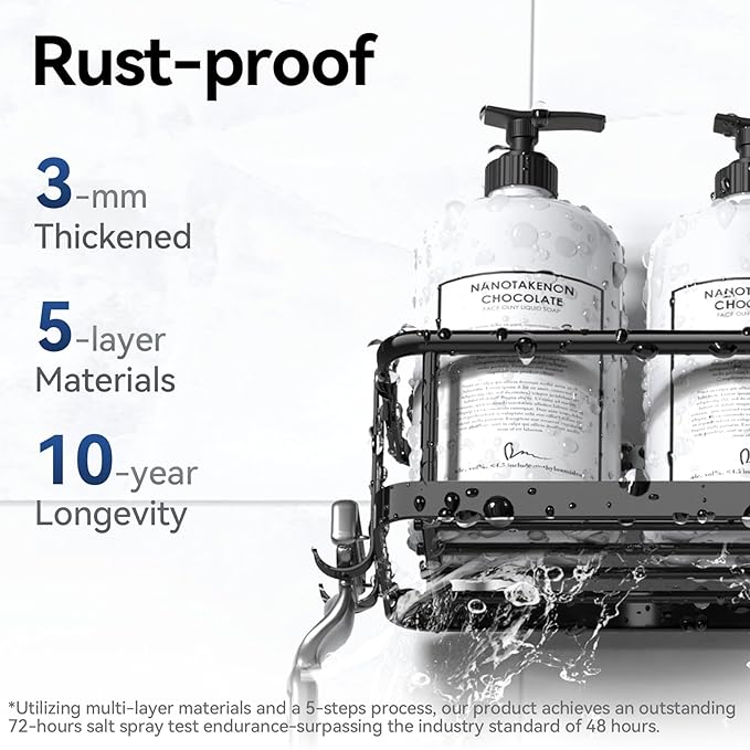 YASONIC Shower Caddy, Rustproof Shower Shelves for Inside shower, No Drilling Bathroom Organizers and Storage, 6 Pack Large Capacity Bathroom Caddy for Kitchen & Home Decor-XXL Size