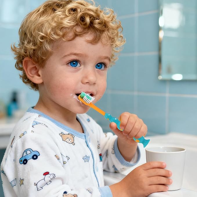 12pcs Kids Toothbrushes with Suction Cup - Cartoon Cute Manual Toddler Tooth Brush - Child Sized for Toddler Boys and Girls