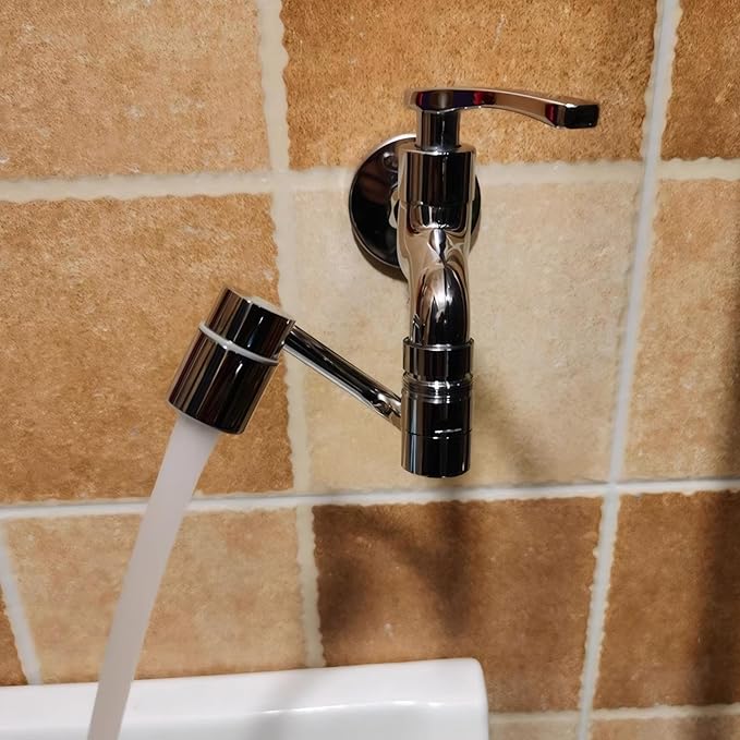 1080° Sink Faucet Aerator Extension Swivel Faucet Extender for Toddlers,2 Spray Modes Rotatable Bathroom Kitchen Faucet Extender for 25/32", 55/64",15/16" (Silver)