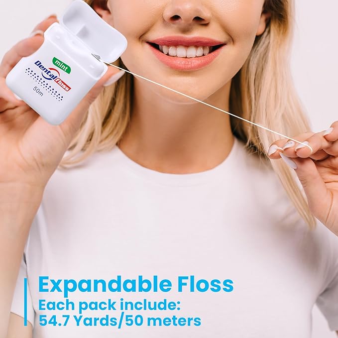 Geiserailie 72 Pack Dental Floss Bulk 50m Each Mint Travel Dental Floss Oral Care for Teeth and Gum Protection(Multicolor)