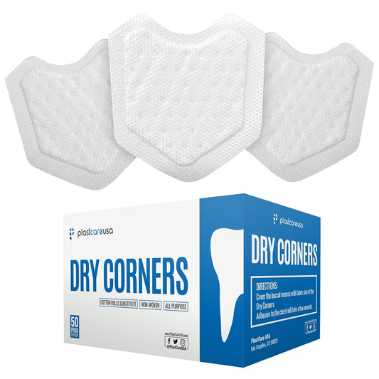 200 Dental Dry Corners, Disposable Saliva Control & Cheek Protection Pads Super Absorbent Non-Woven Padding (Cotton Roll Alternative) (Large)