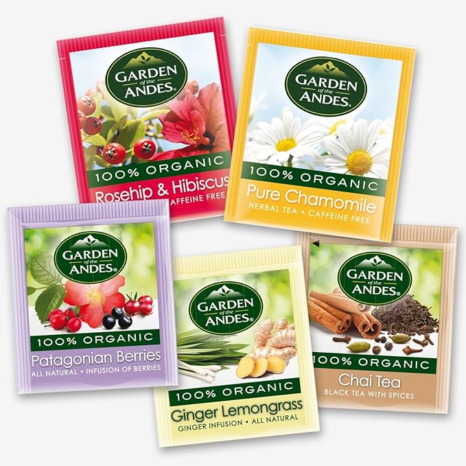 Garden of the Andes - Organic Rosehip & Hibiscus Tea - 6 Pack (20 Tea Bags/Box, 120 Total) - Caffeine-Free Double-Chamber Glue-Free Tea Bags - Natural Vitamin C and Antioxidants
