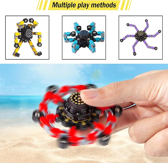 Stocking Stuffers Gifts for Grandkids Transformable Fidget Spinners for Kids and Adults Stress Relief Sensory Fidget Toys for Boys Age 8-13 Teen Girls Kids Toys2 Pcs