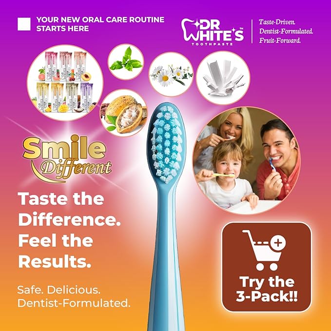 Dr. White’s Fluoride-Free nHA Toothpaste 3-Pack; Dentist-Formulated, Nano Hydroxyapatite + Xylitol, Sensitivity Relief Complex™, Mint-Free, Enamel Safe, Swallow-Safe (3.5 Oz, Sweet Peach)