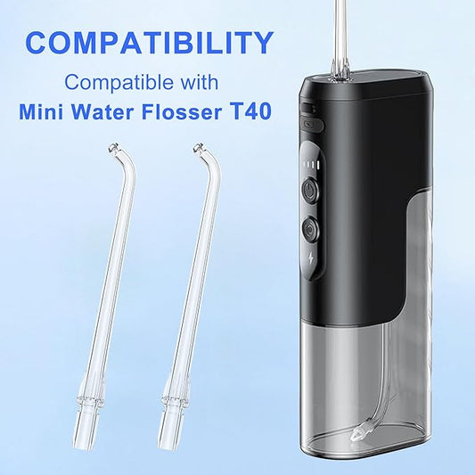 Replacement Tips for COSLUS Mini Water Flosser, Water Flosser Replacement Tips Oral Irrigator Jet Tip Only Compatible COSLUS Mini T40 Water Flosser