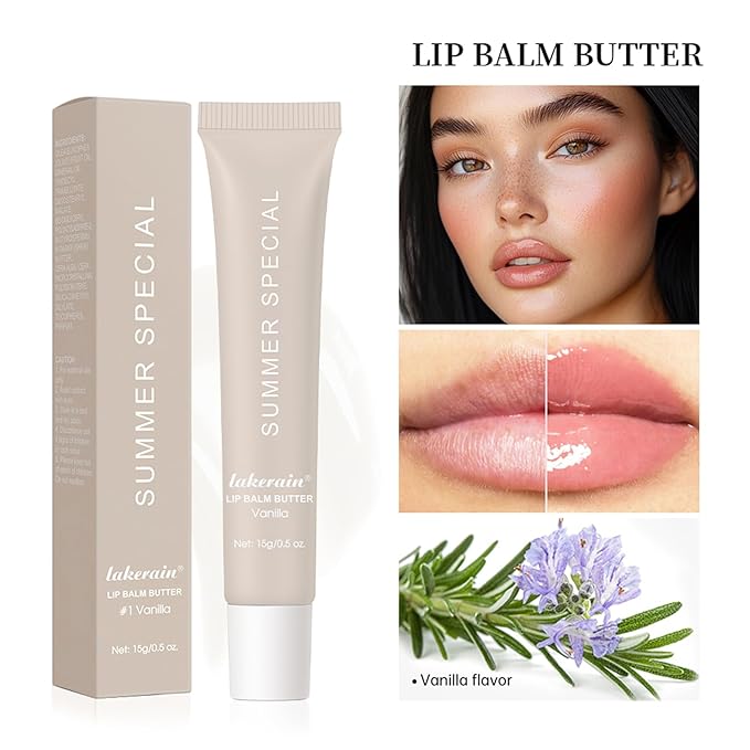 URQT Summer Special Lip Butter Balm, Hydrating, Nourishing & Softening Lip Care with Natural Oils & Fruit Extracts, Long-Lasting Moisture, Non-Sticky Shine, Soften Dry Lips Lip Care (#1 Vanilla)