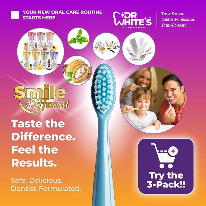 Dr. White’s Fluoride-Free nHA Toothpaste 3-Pack; Dentist-Formulated, Nano Hydroxyapatite + Xylitol, Sensitivity Relief Complex™, Mint-Free, Enamel Safe, Swallow-Safe (3.5 Oz, Passion Fruit Kiss)