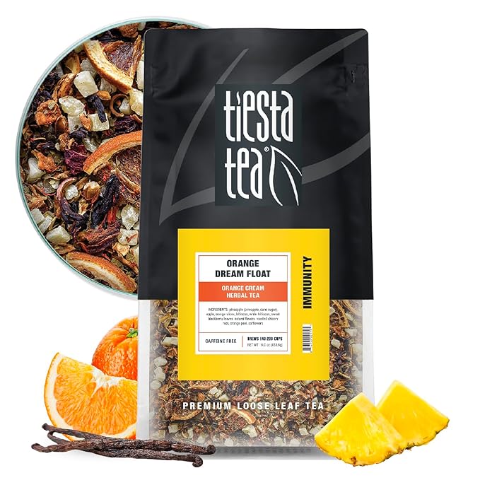 Tiesta Tea - Orange Dream Float Tea, Loose Leaf, Orange Cream Herbal Tea, Premium Caffeine-Free Tea Blend, Make Hot or Iced & Up to 200 Cups, 16 oz Resealable Bulk Pouch