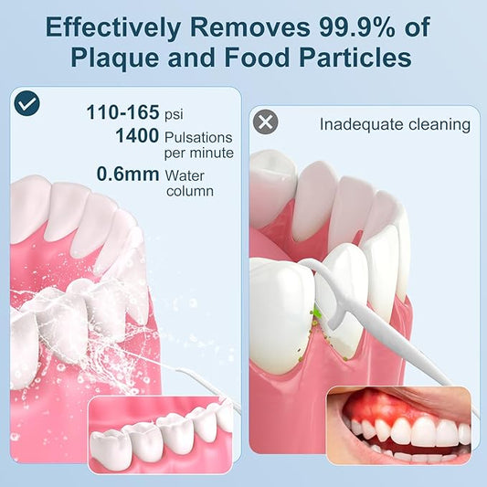300mL Water Flosser Cordless - Rechargeable Travel Water Flossers for Teeth Cleaning with 5 Pressure Settings, 4 Tips, IPX7 Waterproof for Teeth Cleaning
