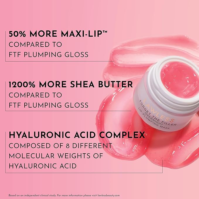 LAWLESS Forget the Filler Lip Mask - Sweet Daisy - Premium Overnight Lip Plumping Treatment with Natural Ingredients Designed to Plump, Hydrate, and Smooth Lips - 0.28 oz