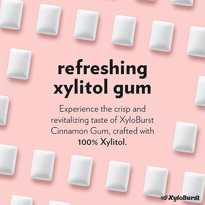 XyloBurst Gum | Xylitol Chewing Gum | Sugar Free, Gluten Free, Keto Friendly | Aspartame Free Gum For Oral Health | Cinnamon | 100-Count Jar
