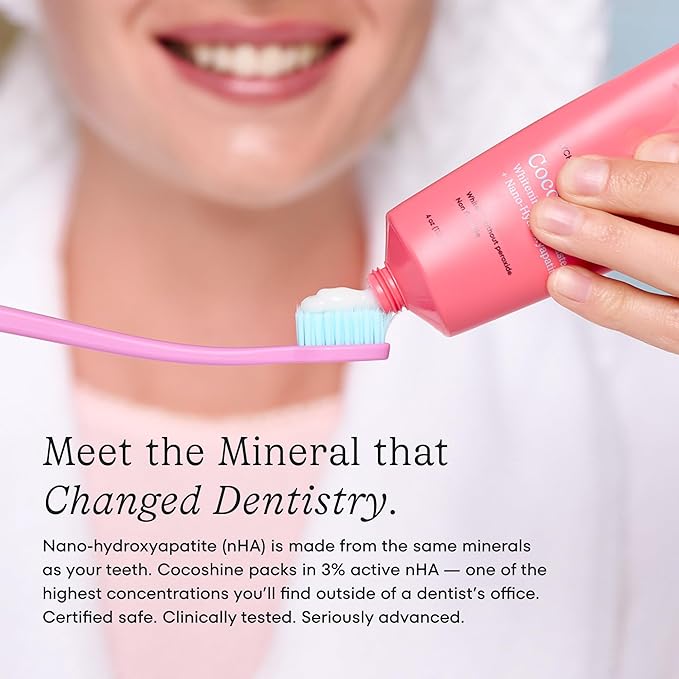 Cocofloss Cocoshine Whitening Toothpaste, Remineralize & Repair Sensitive Teeth, Fluoride-Free with n-HA, Kid-Friendly, Pina Colada, 4 oz