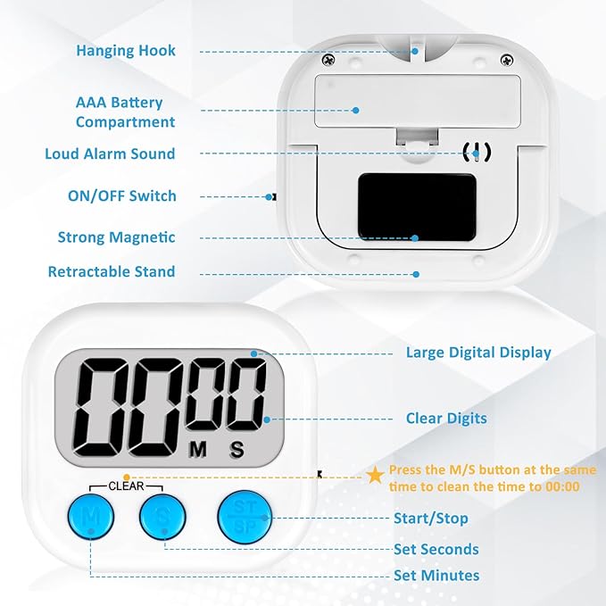 ZILLEEN Classroom Timers for Kids Classroom Magnetic Digital Kitchen Timers for Cooking Teachers Gym Game 6 Pcs