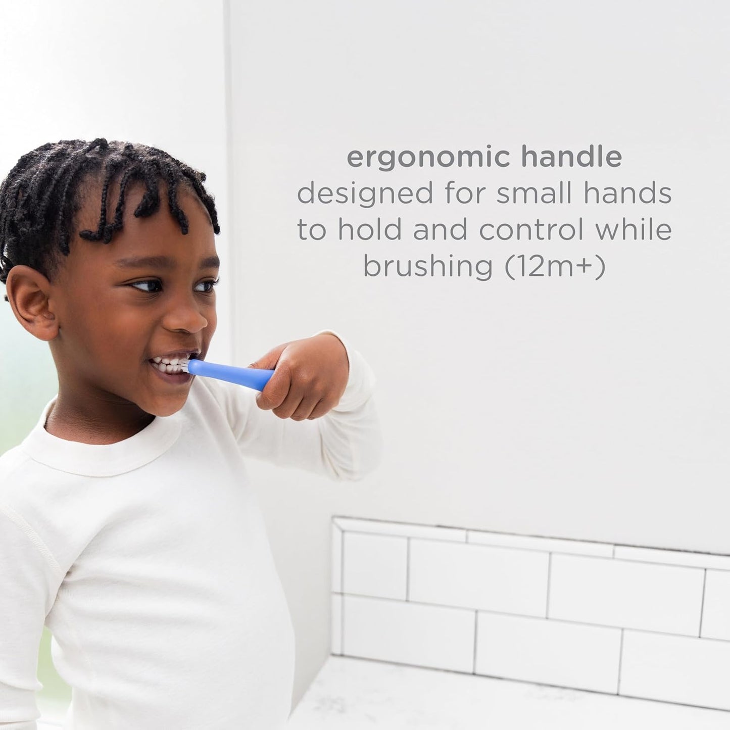 Ubbi Toddler Training Toothbrush Set, Soft Bristled & Gentle Manual Toothbrushes for Baby, Polaris Blue & Zest Green