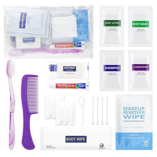 100 Kits Travel Toiletry Kit Bulk, Personal Hygiene Kit, Disposable Hygiene Kit Homeless Care Supplies Charity Kit For Home, Hotel, Camping, Travel