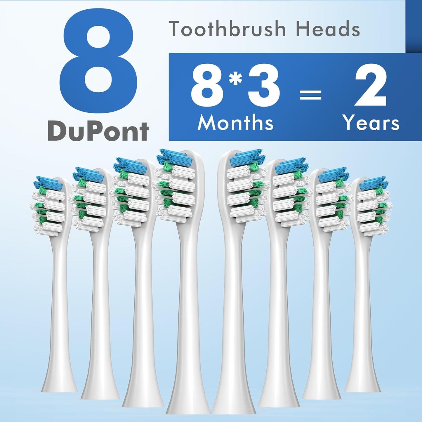 Sonic Electric Toothbrush with 8 Brush Heads, Rechargeable Toothbrush with Fast Charge 4 Hours Last 60 Days, 2-Min & 30s Smart Timer, IPX7 Waterproof(White)