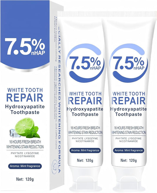 7.5% Hydroxyapatite Toothpaste, 7.5% Hydroxyapatite Toothpaste for Enamel Protection and Tooth Strengthening, White Tooth Repair, Sensitive Teeth, Gentle Mint, Daily Use for Oral Health (2)
