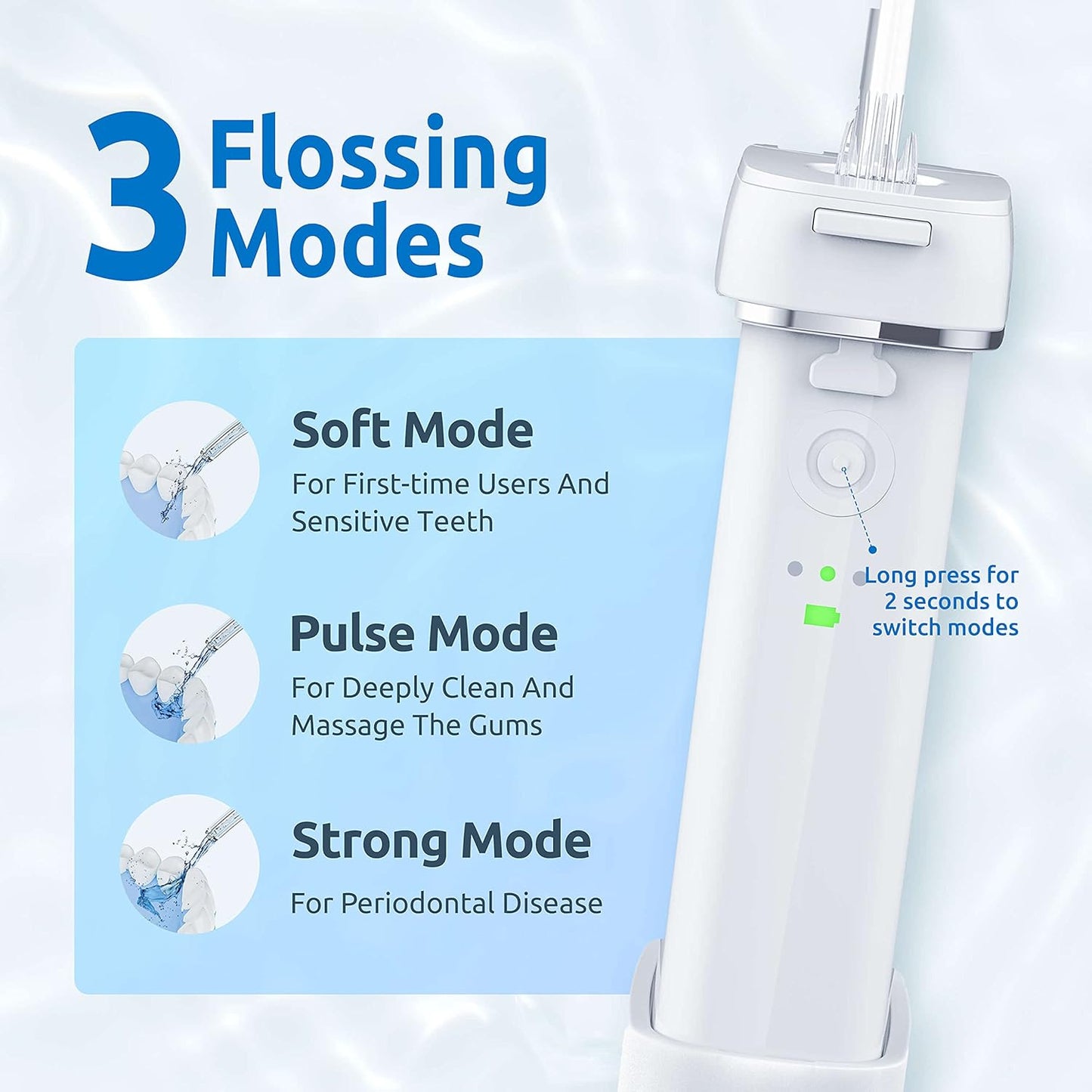 SYNHOPE Water Flosser Mini Cordless Portable Oral Irrigator Water Teeth Cleaner Pick, Telescopic Water Tank, 3 Modes & IPX7 Waterproof, Home & Travel Water Flossers for Teeth, Braces Bridges Care