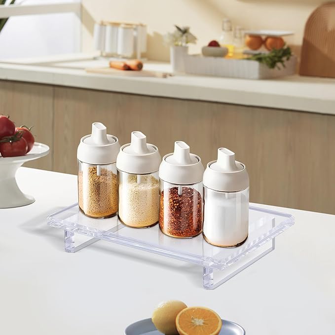 2 Pack Acrylic Soap Dish Tray 9"×5.9"×1.5" – Clear Waterproof Counter-top Organizer for Bathroom, Kitchen, Vanity, Soap, Plants, Candles (Large)