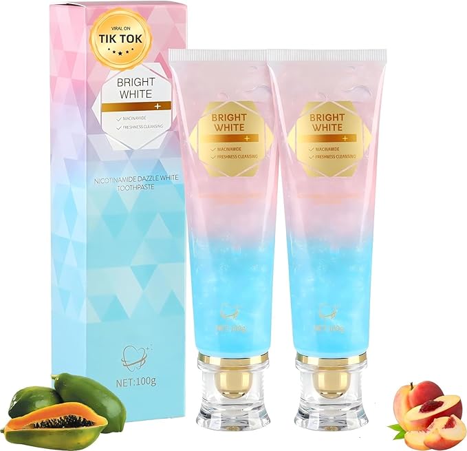 Niacinamide Whitening Toothpaste, Niacinamide Toothpaste with Natural Gentle Care Deep Stain Removal Clean, It Has a Powerful Effect of Whitening Teeth (2PC)