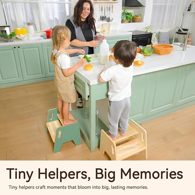 Wingyz Wooden Toddler Step Stool, Adjustable Kids Step Stool, 3-Level Height Stepstool for Bathroom Sink, Kitchen, Bedroom,Potty Training