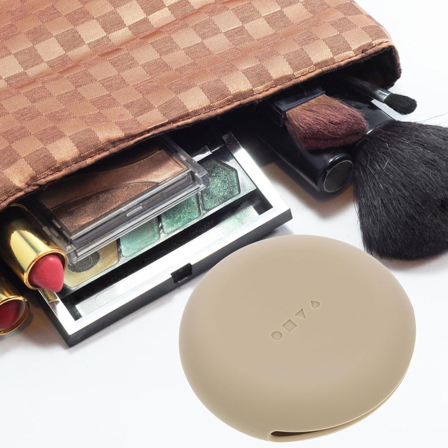 Beaupretty Makeup Puff Case Travel Silicone Powder Puff Holder Portable Makeup Sponge Container for Women Girls Coffee