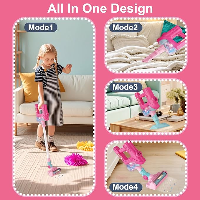 Kids Vacuum That Really Works, Toddler Vacuum Cleaner, Toy Baby Working Play Mini Children's Size Pretend Vaccum with Real Suction, Housekeeping Keeping Toys Cleaning Set Girls Boys