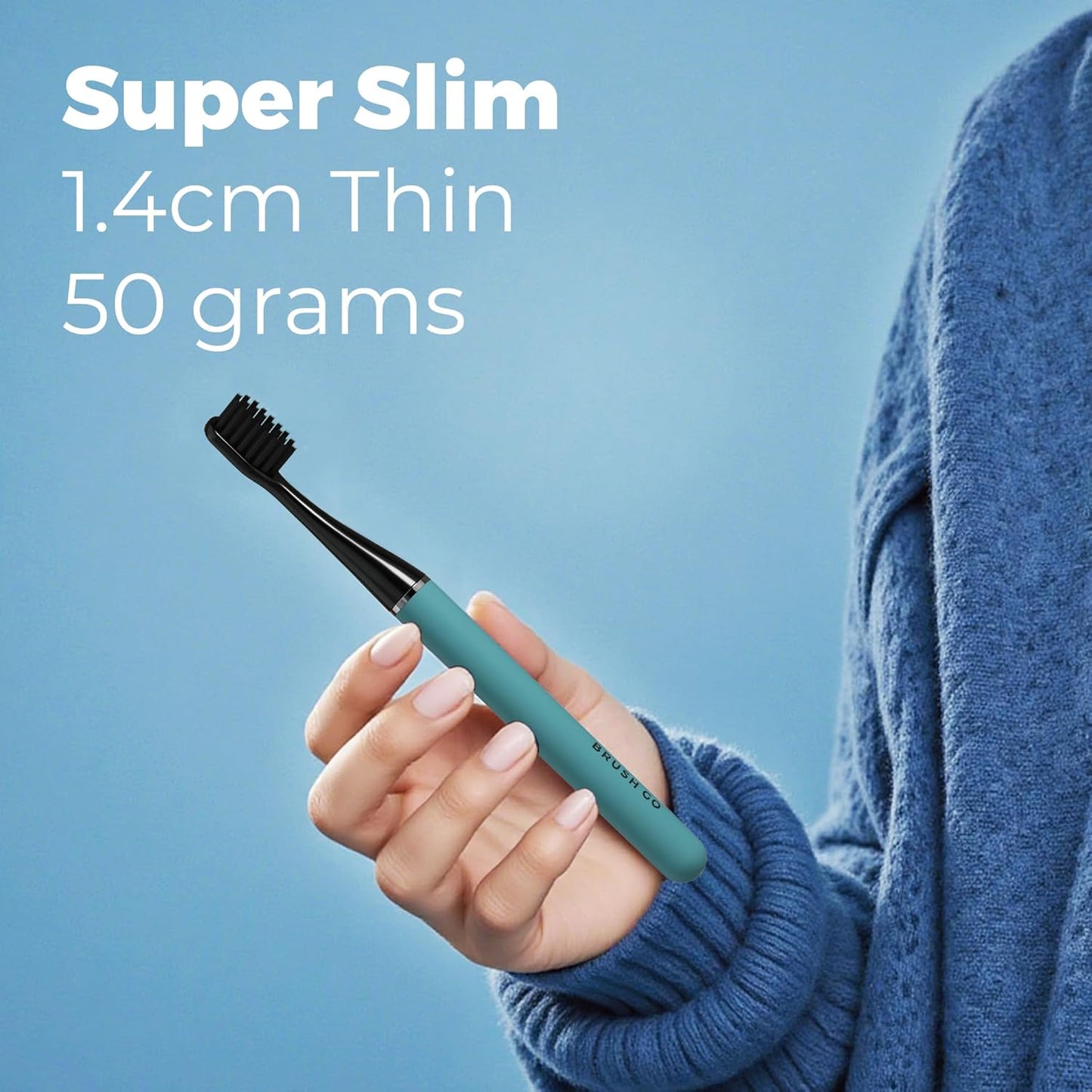 MIPOW Slim Pro i4 Electric Toothbrush Rechargeable Smart Ultra Sonic 3 Modes Magnetic Travel Case &Ceramic Dock, 60Day Long Battery Soft Bristles 2Heads IPX7 Waterproof,Color-(Blue)