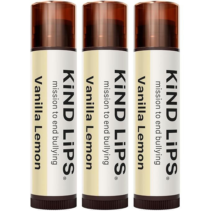 Kind Lips Vanilla Lemon Lip Balm 3-Pack - USDA Organic, Natural Chapstick Alternative for Dry Lips | Gluten-Free, Cruelty-Free