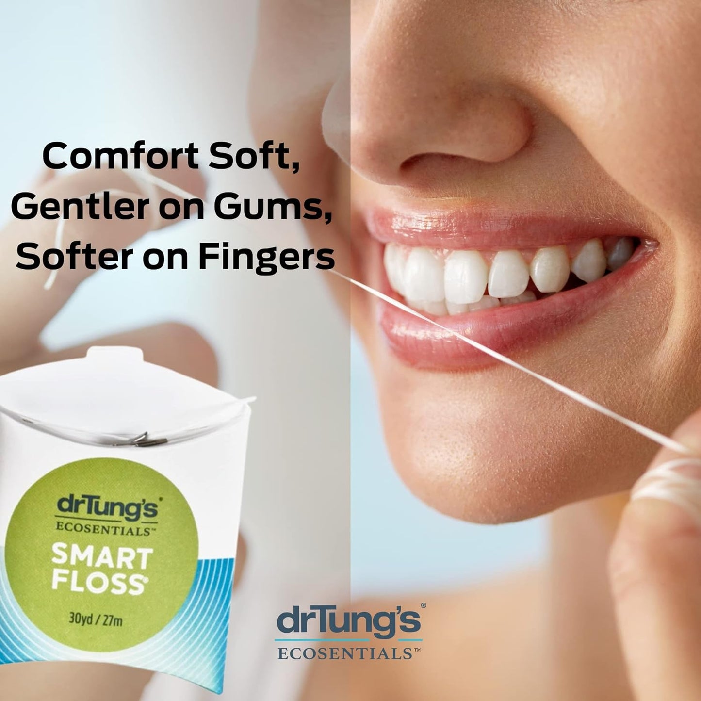 DrTung's Smart Floss - Natural Floss, PTFE & PFAS Free Floss, Gentle on Gums, Expands & Stretches, BPA Free - Natural Dental Floss Cardamom Flavor (Pack of 1)