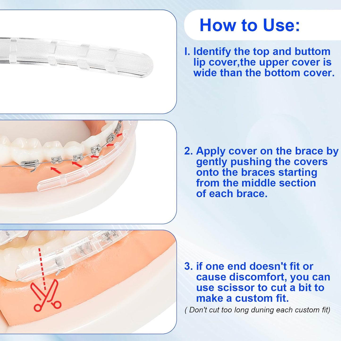 Comfort Cover for Braces - Lip Protector, Lip Cushion, Mouth Guard Clear Teeth Shield Bumper for Brackets, Aligner, Dental Wax Alternative, Soft and Comfortable, in Portable Storage Case with Mirror