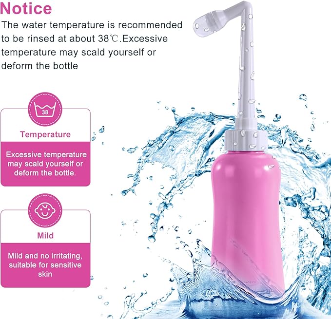 FOOFOO Portable Bidet Travel Large Capacity 450ml(15oz) Personal Toilet Handheld Pink