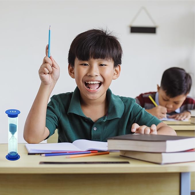 Sand Timer for Kids Set of 8 Small Colorful Hourglass Acrylic Covered Clock 30Sec 1Min 2Min 3Min 4Min 5Min 6 Min 10 Min for Classroom, Home & Kids Room