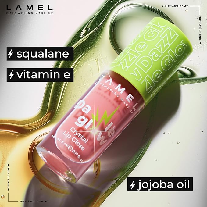 Lamel Dazzle Glow Crystal Clear Lip Gloss - Hydrating Lip Gloss - Non Sticky - Colored - Moisturizing - №407 Provocative