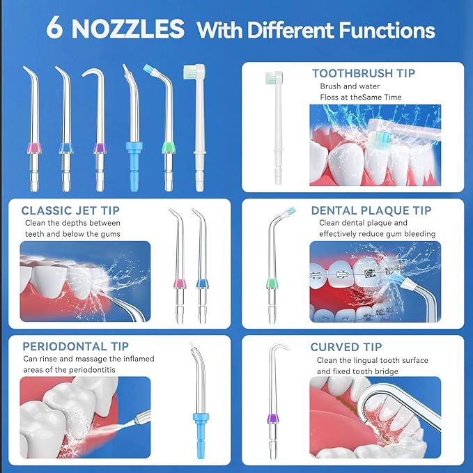 Replacement Tips for Waterpik Water Flosser Waterpik' Replacement Parts, Storage Case & AquaFlosser 6 Tips (Aquaflosser 6 Tips-A)